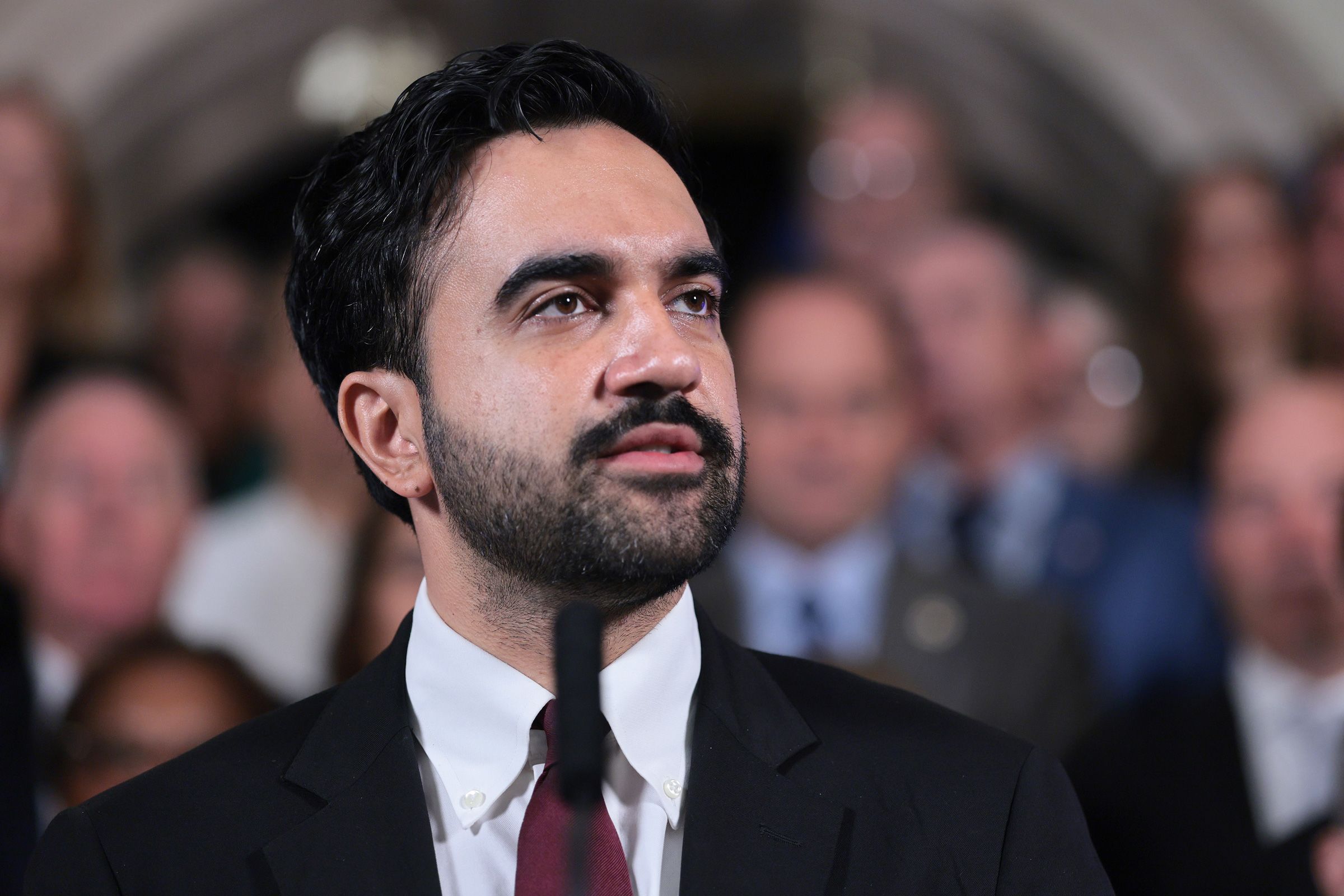 <i>Michael M. Santiago/Getty Images/File via CNN Newsource</i><br/>New York Mayor Zohran Mamdani speaks during a news conference at City Hall on September 8