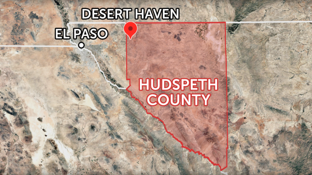 A map of where a new data center in Hudspeth County will be built.