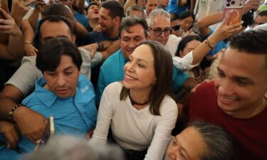 Images by the Press Team of Maria Corina Machado team on Sunday shows the opposition leader arriving at Santa Rosa church in Barquisimeto