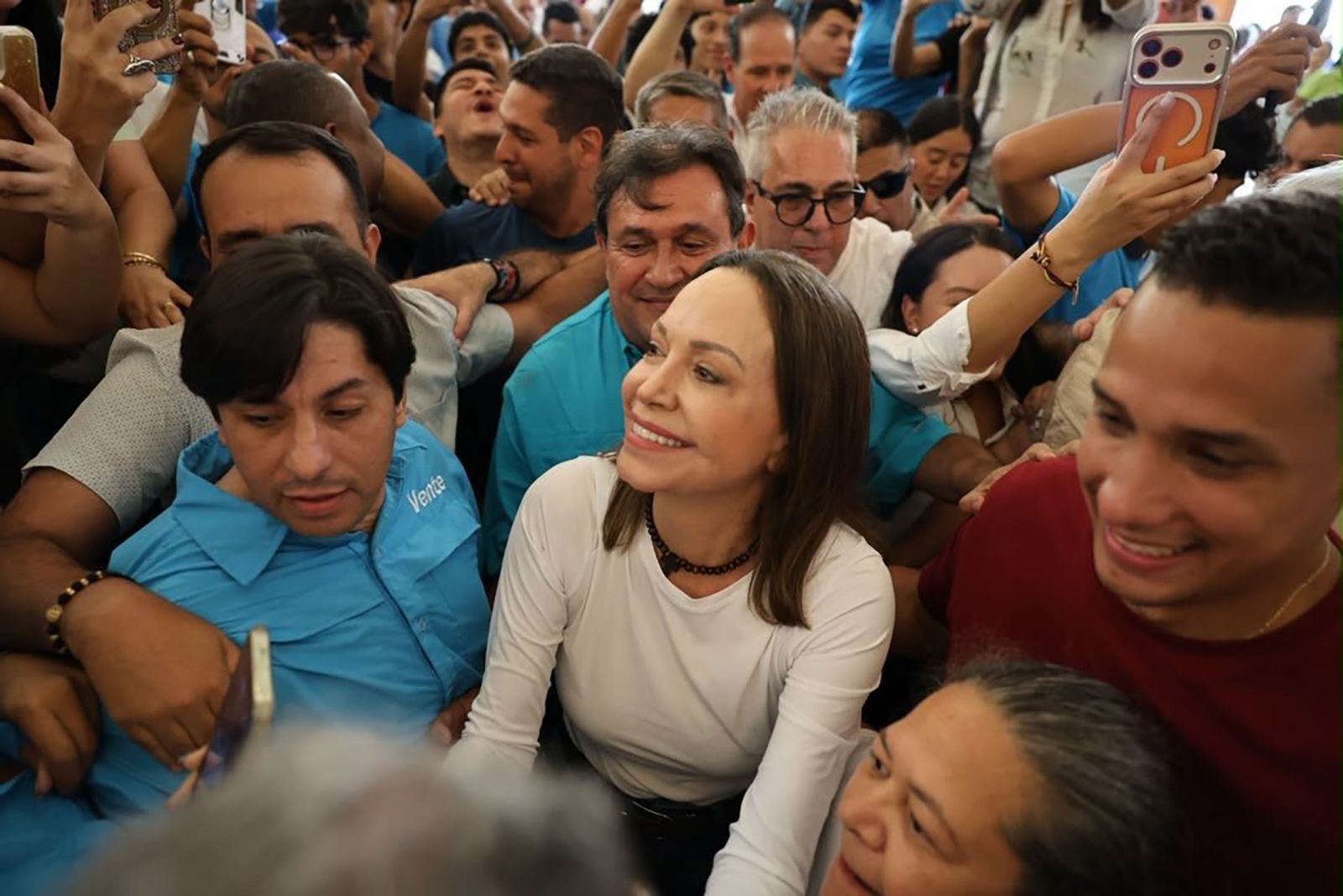 <i>Maria Corina Machado Press Team via CNN Newsource</i><br/>Images by the Press Team of Maria Corina Machado team on Sunday shows the opposition leader arriving at Santa Rosa church in Barquisimeto