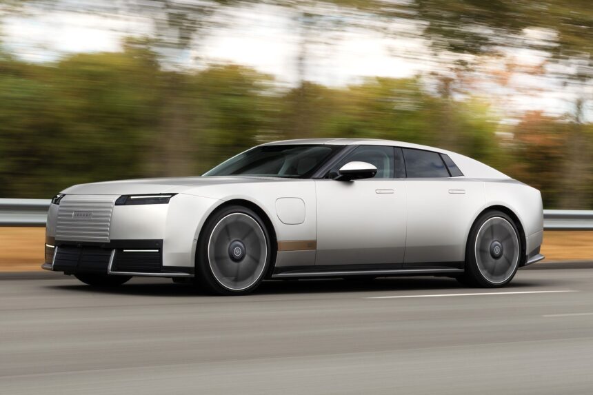 The new model's design is a marked departure from Jaguar's traditional curvaceous look.