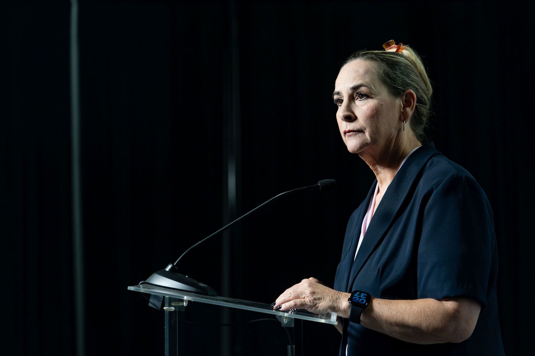 <i>Diannie Chavez/The Arizona Republic/USA Today Network/Imagn Images via CNN Newsource</i><br/>Democratic congressional candidate Bernadette Greene-Placentia participates in the 2026 AZ Clean Elections debate for the 8th Congressional District in Scottsdale