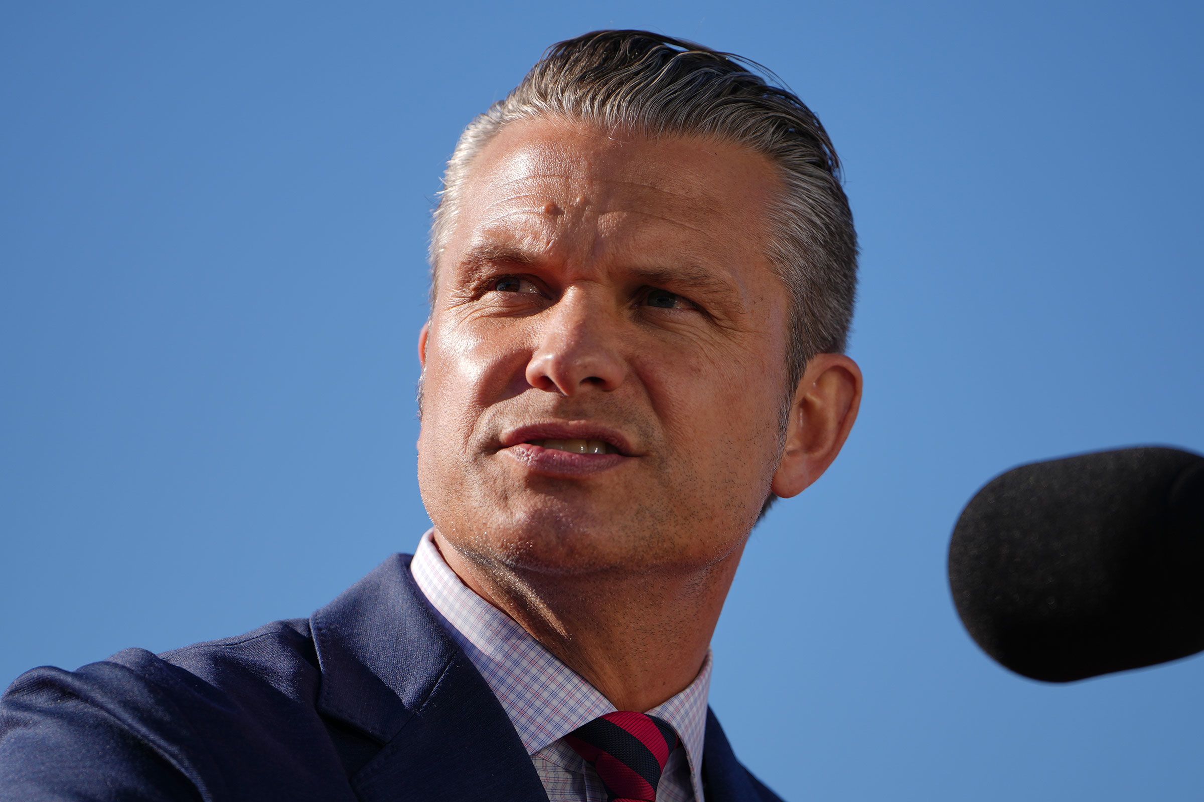 <i>Julia Demaree Nikhinson/AP via CNN Newsource</i><br/>Defense Secretary Pete Hegseth speaks at an event for Anduril Industries