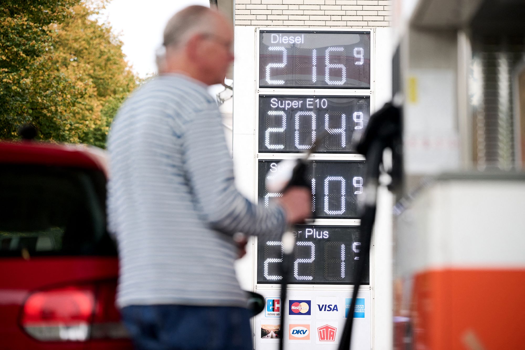 <i>Sina Schuldt/dpa/AP via CNN Newsource</i><br/>A car is being filled up at a gas station in Bremen