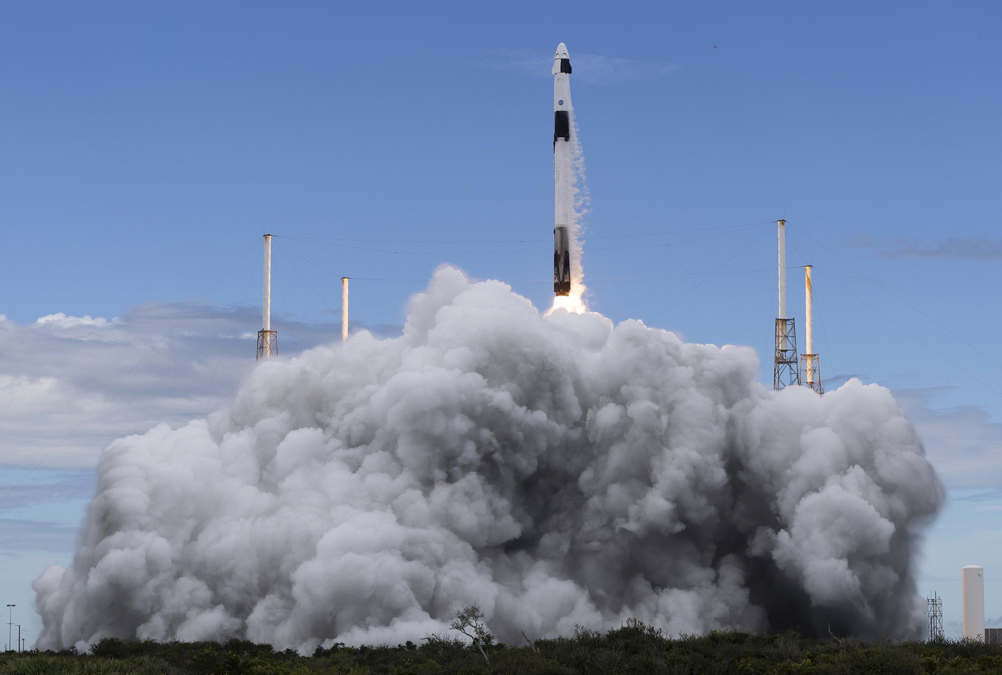 <i>Joel Kowsky/NASA/Getty Images via CNN Newsource</i><br/>A SpaceX Falcon 9 rocket carrying the company's Dragon spacecraft on October 1