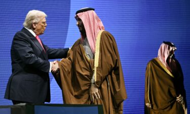 US President Donald Trump shakes hands with Crown Prince and Prime Minister of the Kingdom of Saudi Arabia Mohammed bin Salman.