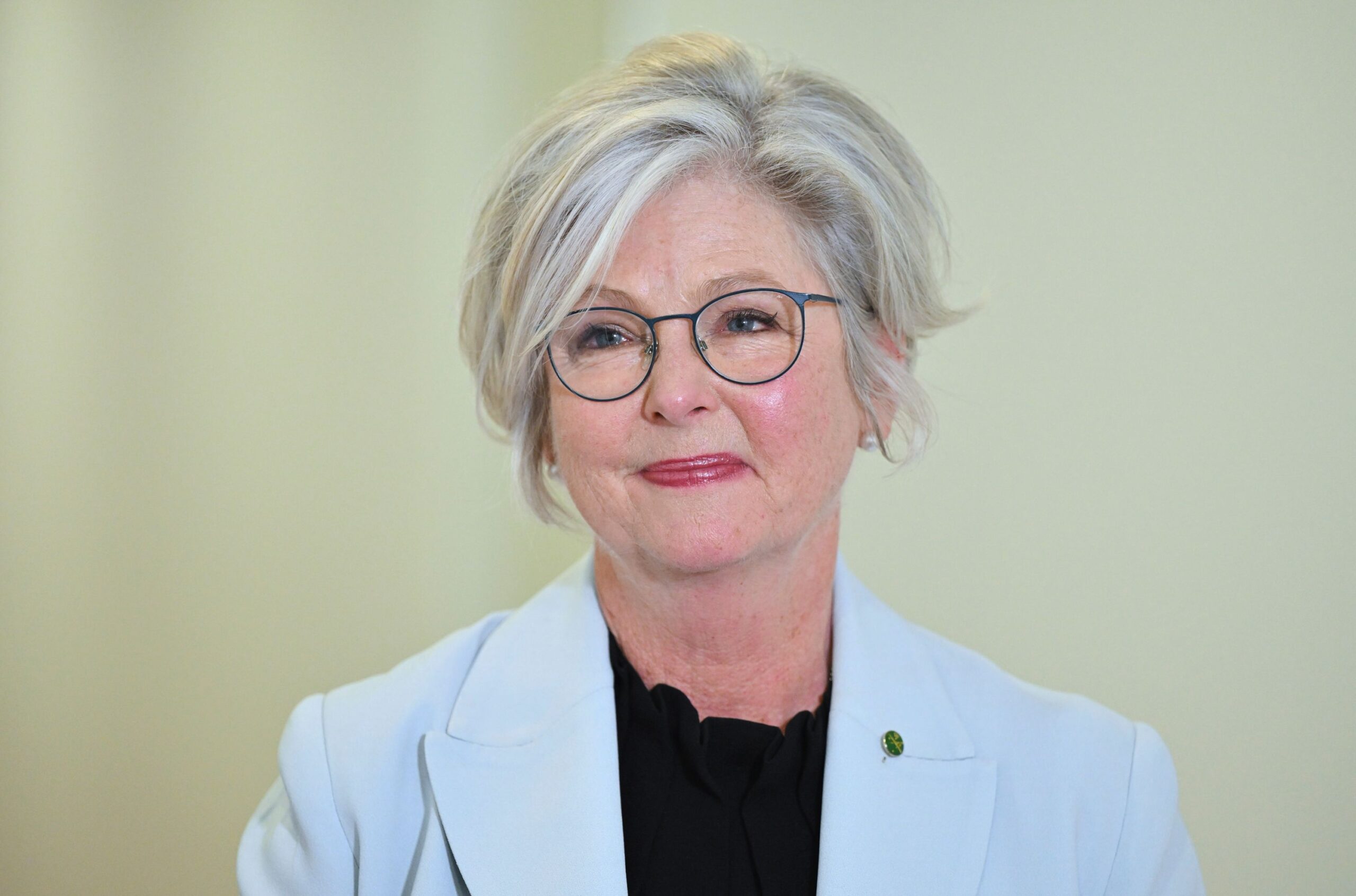 <i>Mick Tsikas/AAP Image/AP via CNN Newsource</i><br/>Australian independent member of parliament Helen Haines speaks to journalists at Parliament House in Canberra