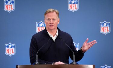 NFL commissioner Roger Goodell speaks to reporters following owners meetings in New York.