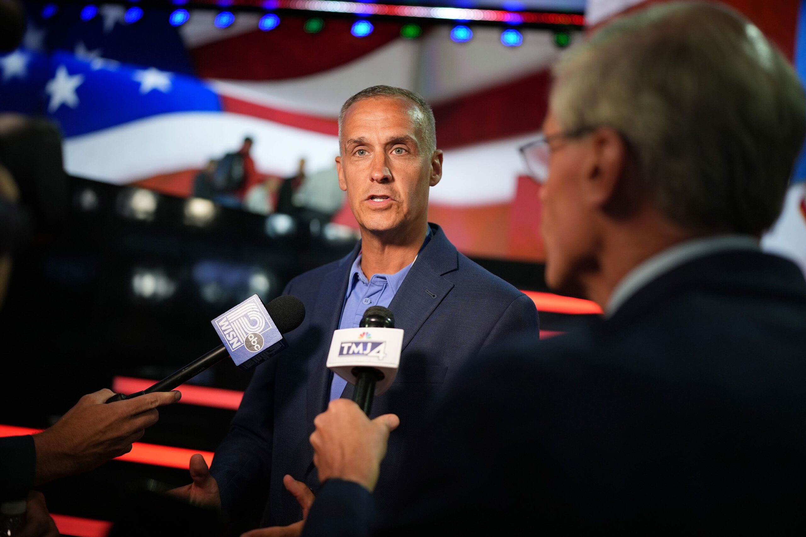 <i>Andrew Harnik/Getty Images via CNN Newsource</i><br/>Corey Lewandowski speaks to the press in July 2024.