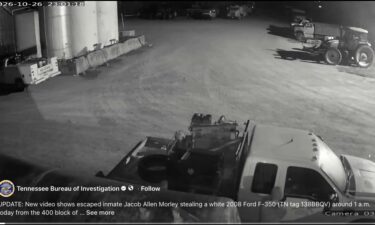 A photo from a wanted poster released Monday shows surveillance images of inmate Jacob Allen Morley taken during his escape late Sunday.