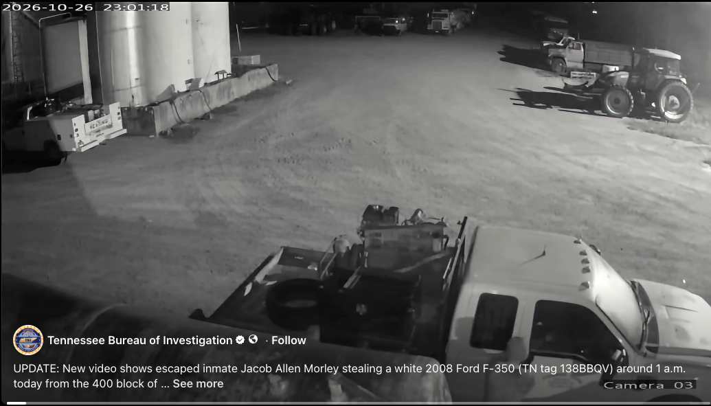 <i>Tennessee Department of Correction via CNN Newsource</i><br/>A photo from a wanted poster released Monday shows surveillance images of inmate Jacob Allen Morley taken during his escape late Sunday.