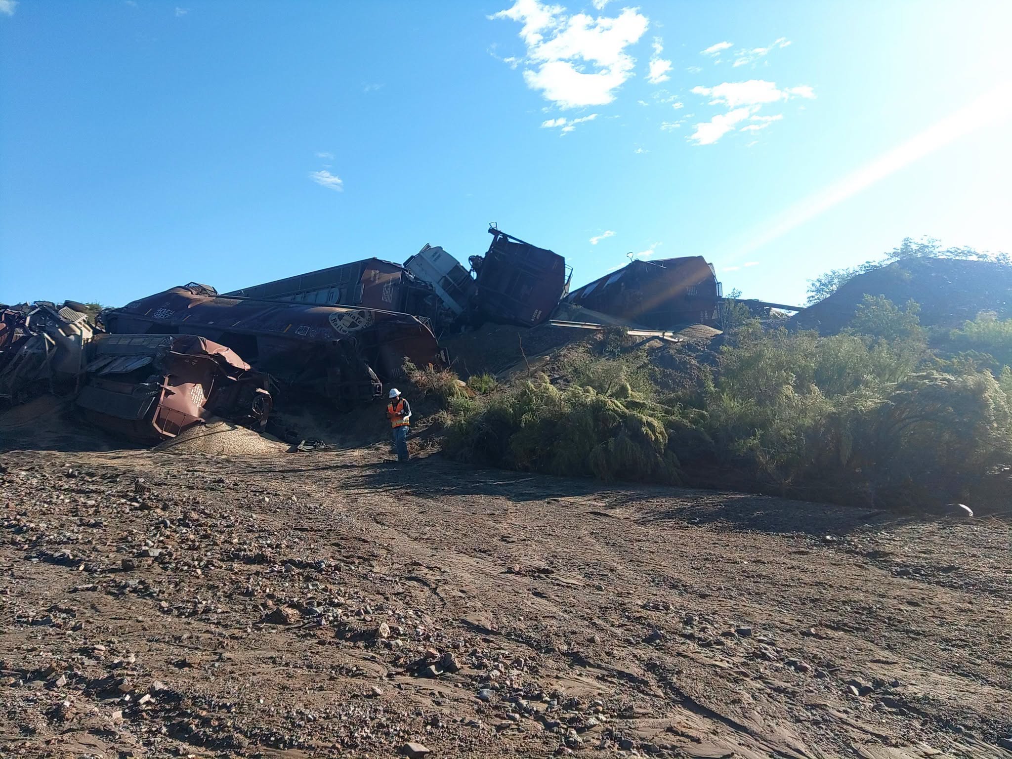 A train derailed in Doña Ana County. 
(Courtesy: Doña Ana County via Facebook)